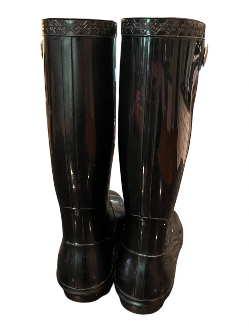 Minimalist Ugg Sienna Glossy Black Waterproof Rain Boots Fur Insole Size 9 Women